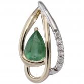 Anhänger 14k (585) Gelbgold bicolor mit Smaragd und 6 Brillanten