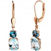 Boutons 14k (585) Rotgold mit Blautopasen hellblau und London Blue | Edelsteine