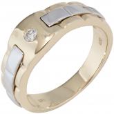 Herren Ring 14k (585) Gelb-/Weißgold mit Diamant Brillant 0,10 ct. | Herrenschmuck
