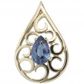 Anhänger Tropfen 585 Gelbgold mit Blue Saphir Rankendesign | Edelsteine