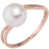 Damen Ring 585 Rotgold mit Süßwasser-Zuchtperle weiß ca. 9 mm | Perlen