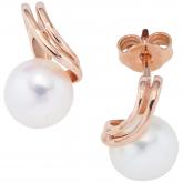 Ohrstecker 585 Rotgold mit 2 Süßwasser-Zuchtperlen weiß | Rosé- und Rotgoldschmuck