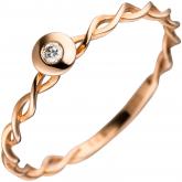 Damen Ring gedreht 585 Rotgold mit Brillant | Rosé- und Rotgoldschmuck