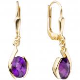 Boutons 333 Gelbgold mit 2 Amethysten violett | Edelsteine