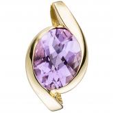 Anhänger 333 Gelbgold mit Amethyst violett oval | Edelsteine