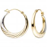Creolen 333 Gelbgold bicolor rund mit Struktur | Gelbgoldschmuck