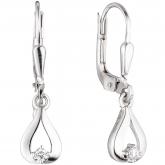 Boutons "Tropfen" 333 Weißgold mit 2 Zirkonia weiß | Edelsteine