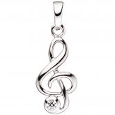 Kinder Anhänger "Violinschlüssel" 925 Silber mit Zirkonia weiß