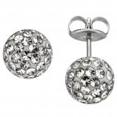 Ohrstecker "Kugel" Edelstahl mit SWAROVSKI® ELEMENTS weiß ca. 8 mm | Swarovski Elements