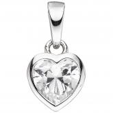 Kinder Anhänger "Herz" 925 Sterling Silber mit Zirkonia weiß | Silberschmuck