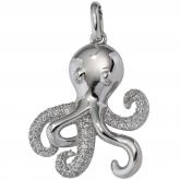 Anhänger "Oktopus"  925 Sterling Silber mit Zirkonia weiß | JOBO