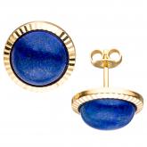 Ohrstecker rund 8k (333) Gelbgold mit 2 Lapis Lazuli Königsblau | Edelsteine
