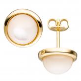 Ohrstecker 585 Gelbgold mit 2 Perlmutt-Schmucksteinen 10,4 mm | Perlen