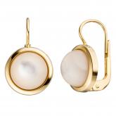 Boutons 333 Gelbgold mit 2 Perlmutt-Schmucksteinen