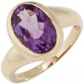 Damen Ring 14k (585) Gelbgold mit Amethyst violett oval | Edelsteine