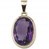 Anhänger oval 14k (585) Gelbgold mit Amethyst violett | Edelsteine