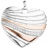 Anhänger "Herz" 925 Silber/rotvergoldet bicolor mit Zirkonia weiß | Silberschmuck