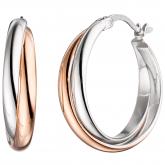 Creolen 925 Sterling Silber bicolor teilrotvergoldet | Silberschmuck
