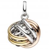 Anhänger "Knoten" verschlungen 925 Silber und vergoldet tricolor | Silberschmuck