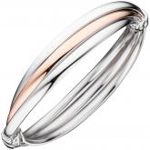 Armreif 3-reihig oval 925 Sterling Silber/teilrotvergoldet | Silberschmuck