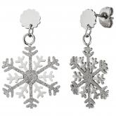 Ohrstecker "Schneeflocke" Edelstahl mit Glitzer-Effekt | Edelstahlschmuck