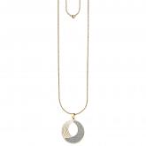Halskette mit Anhänger rund Edelstahl/PVD goldfarben mit Glitzer-Effekt 80 cm | Edelstahlschmuck