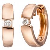 Creolen 585 Rotgold 2 Brillanten | Rosé- und Rotgoldschmuck