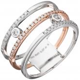 Damen Ring 3-schienig 585 Weiß-/ Rotgold mit Brillanten 0,37 ct. | Rosé- und Rotgoldschmuck