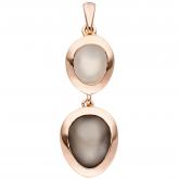 Anhänger 585 Rotgold und 2 Mondsteine rund-oval | Edelsteine