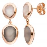 Ohrhänger 585 Rotgold und 4 Mondsteine rund-oval | Edelsteine