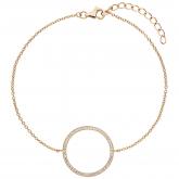 Armband 925 Sterling Silber/rotvergoldet mit 52 Zirkonia weiß 21 cm | Vergoldet