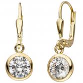 Boutons 925 Sterling Silber/vergoldet mit 2 Zirkonia weiß rund | Vergoldet