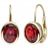 Boutons 333 Gelbgold mit 2 Granat Edelsteinen rot | Edelsteine