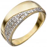 Damen Ring 333 Gelbgold bicolor mit Zirkonia weiß | Gelbgoldschmuck