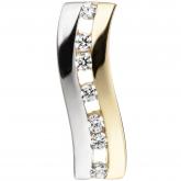 Anhänger geschwungen 333 Gelbgold bicolor mit Zirkonia weiß | Edelsteine