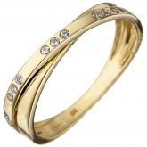 Damen Ring 333 Gelbgold mit 15 Zirkonia weiß | Gelbgoldschmuck