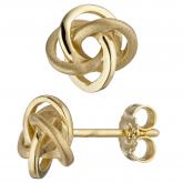 Ohrstecker verschlungen abstrakt 333 Gelbgold teilmattiert | Gelbgoldschmuck