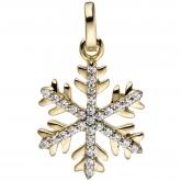 Anhänger "Schneeflocke" 333 Gelbgold bicolor mit Zirkonia weiß | JOBO