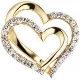 Anhänger "Herzen" 333 Gelbgold mit Zirkonia weiß | Edelsteine