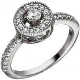 Damen Ring 925 Sterling Silber mit Zirkonia weiß Barock-Optik