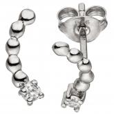 Ohrstecker "Kügelchen" 925 Sterling Silber mit 2 Zirkonia weiß | Edelsteine