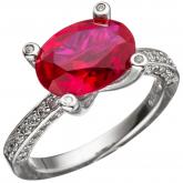 Damen Ring 925 Sterling Silber mit Zirkonia rot und weiß | Silberschmuck