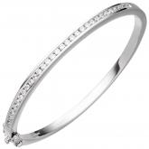 Armreif oval 925 Sterling Silber mit Zirkonia weiß | Silberschmuck