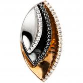 Anhänger 925 Silber tricolor teilvergoldet mit Zirkonia schwarz und weiß Muschelform Anhänger 925 Silber tricolor teilvergoldet mit Zirkonia schwarz und weiß Muschelform
