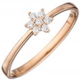 Damen Ring "Stern" 585 Rotgold mit Brillanten 0,14 ct. | Rosé- und Rotgoldschmuck