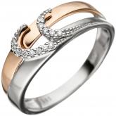 Damen Ring 585 Weiß-/Rotgold mit 13 Brillanten | Rosé- und Rotgoldschmuck