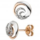 Ohrstecker rund 585 Weiß-/Rotgold mit 18 Brillanten | Rosé- und Rotgoldschmuck
