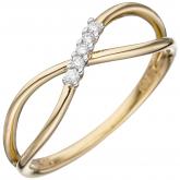 Damen Ring "Schleife" 585 Gelbgold mit 5 Brillanten | Gelbgoldschmuck