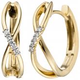 Creolen "Acht - unendlich"585 Gelbgold mit 10 Brillanten 0,06 ct. | Edelsteine