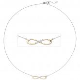 Collier/Ankerkette "unendlich" 585 Weiß-/Gelbgold mit 5 Brillanten | Weißgoldschmuck